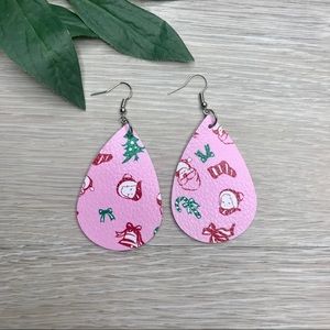Pink and Red Christmas Candycane Earrings
